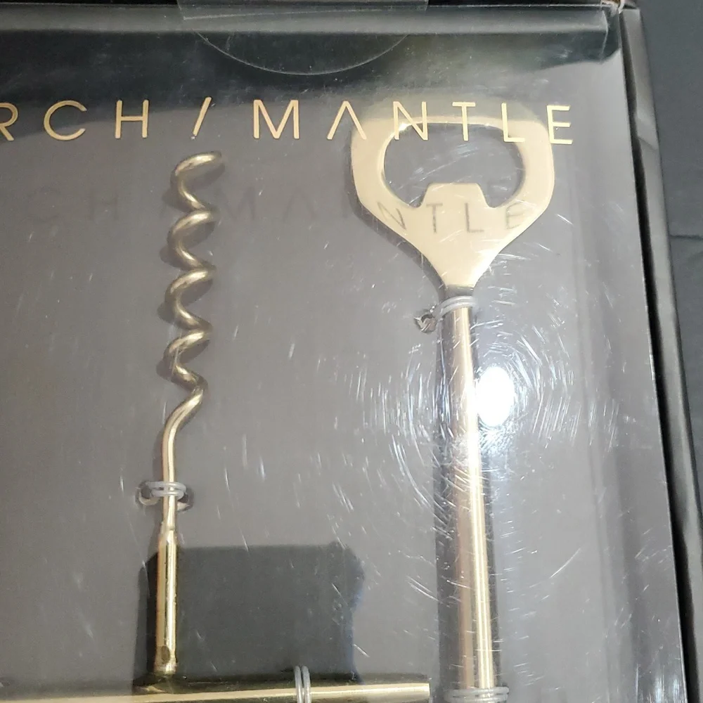 2piece set of gold tone stainless‎ steel bar tool wine accessories brand new
